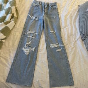 Zara ripped wide leg jeans